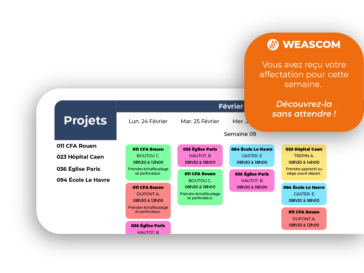 Application Visuel Planning chantier WEASCOM